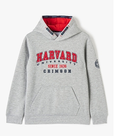 GEMO Sweat garçon à capuche avec inscription brodée - Harvard Gris