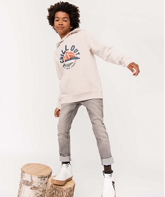 GEMO Sweat garçon à capuche en molleton chaud imprimé beige standard