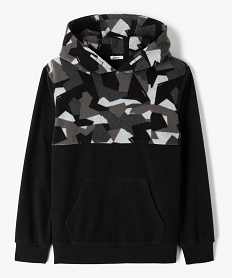 GEMO Sweat garçon à capuche en polaire noir standard
