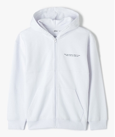 GEMO Sweat garçon zippé bimatière à capuche blanc standard