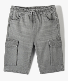 bermuda en jean garcon forme cargo a taille elastiquee grisI494601_1