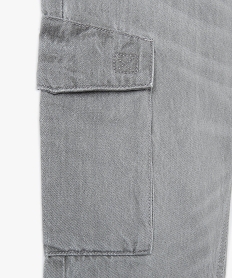 bermuda en jean garcon forme cargo a taille elastiquee grisI494601_2