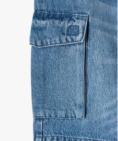 bermuda en jean garcon forme cargo a taille elastiquee bleuI494701_2