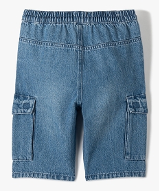 bermuda en jean garcon forme cargo a taille elastiquee bleuI494701_3