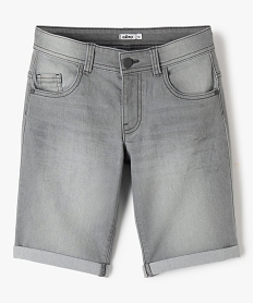 GEMO Bermuda en jean coupe regular à revers garçon Gris