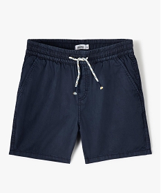 GEMO Bermuda garçon en toile au coloris unique et à taille élastiquée noir chine