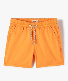 GEMO Bermuda garçon en toile au coloris unique et à taille élastiquée orange standard