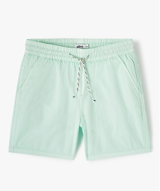 GEMO Bermuda garçon en toile au coloris unique et à taille élastiquée Bleu