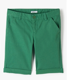 GEMO Bermuda coupe chino regular en toile de coton garçon vert standard