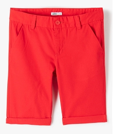 GEMO Bermuda coupe chino regular en toile de coton garçon rouge standard