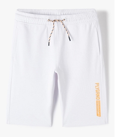 GEMO Bermuda garçon en maille avec ceinture élastiquée ajustable blanc standard
