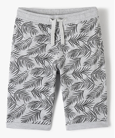 GEMO Bermuda garçon à motifs feuillage et taille élastiquée Gris