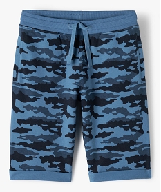 GEMO Bermuda garçon à motifs feuillage et taille élastiquée bleu standard