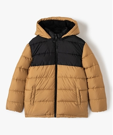 GEMO Blouson matelassé bicolore à capuche amovible garçon marron standard