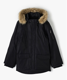 GEMO Blouson garçon matelassé avec doublure sherpa et capuche fantaisie noir standard