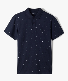 GEMO Polo garçon à manches courtes et micro-motifs noir chine