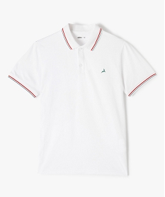 GEMO Polo garçon à manches courtes avec finitions fantaisie blanc standard