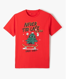 GEMO Tee-shirt garçon à manches courtes spécial Noël rouge standard