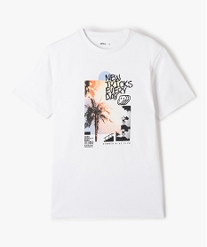 GEMO Tee-shirt garçon à manches courtes imprimé streetwear blanc standard