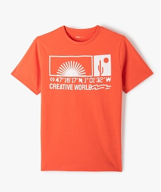 GEMO Tee-shirt garçon à manches courtes et imprimé tropical rouge standard