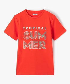 GEMO Tee-shirt garçon à manches courtes à motif tropical Rouge
