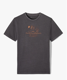 GEMO Tee-shirt garçon à manches courtes avec motif sur le buste gris standard