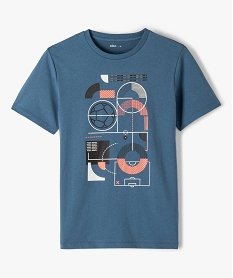 GEMO Tee-shirt garçon à manches courtes et imprimé graphique Bleu