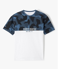 GEMO Tee-shirt garçon à manches courtes bicolore blanc standard
