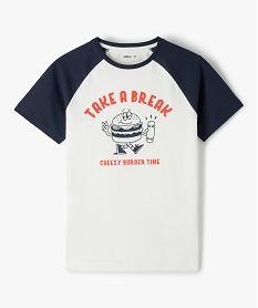 GEMO Tee-shirt garçon à manches courtes avec motif burger blanc chine