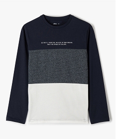 GEMO Tee-shirt garçon  bicolore à manches longues noir chine