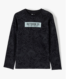 GEMO Tee-shirt garçon à manches longues imprimé noir standard