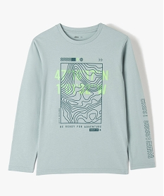 GEMO Tee-shirt garçon à manches longues imprimé vert standard