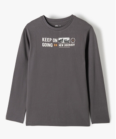 GEMO Tee-shirt garçon à manches longues imprimé devant et dos gris standard