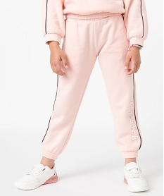 GEMO Pantalon de jogging fille en molleton chaud Rose