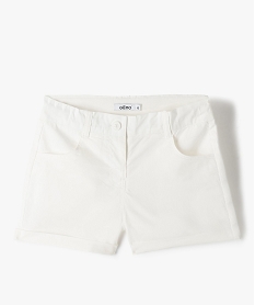 GEMO Short fille en toile de coton fin uni blanc vif