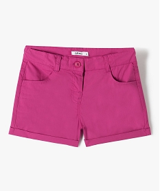 GEMO Short fille en toile de coton fin uni rose vif