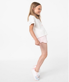 GEMO Short en maille avec taille élastiquée fille Rose