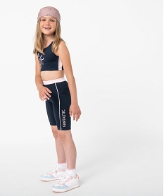 GEMO Legging de sport fille court à large ceinture élastique noir chine
