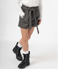 GEMO Short fille taille haute à motif pied de poule vert chine
