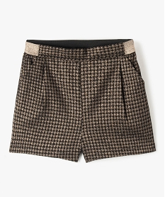 GEMO Short fille en maille extensible à motif pied-de-poule pailleté Noir