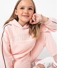 sweat fille a capuche en molleton chaud roseI511501_1