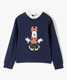 GEMO Sweat fille Minnie à col dentelle et paillettes - Disney Bleu