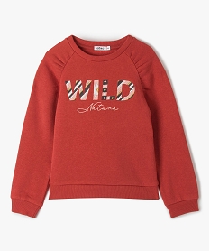 GEMO Sweat fille brodé à emmanchures fantaisie rouge standard