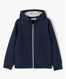 GEMO Sweat zippé à capuche intérieur molletonné fille navy