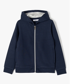 GEMO Sweat zippé à capuche intérieur molletonné fille Bleu