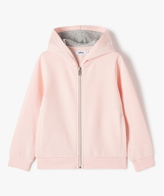 GEMO Sweat zippé à capuche intérieur molletonné fille rose standard
