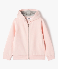 GEMO Sweat zippé à capuche intérieur molletonné fille Rose