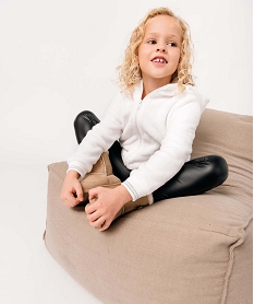 GEMO Sweat fille zippé à capuche en maille peluche blanc chine