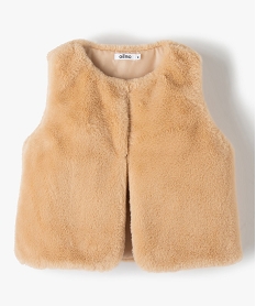 GEMO Gilet fille sans manches en matière peluche Beige