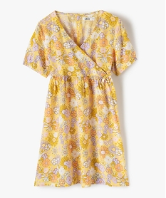 GEMO Robe fille à manches courtes à motifs fleuris Jaune